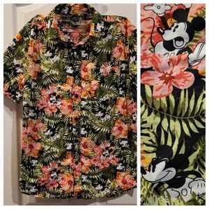 Men's Shirt Retro Mickey Mouse Disney Tropical Aloha Hawaii Hawaiian Tiki Medium